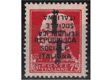 ITALIA RSI 1944 Varietà 75c Imperiale (doppia soprastampa capovolta) MNH**
