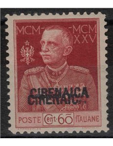 CIRENAICA 1925-26 Varietà 60c Giubileo del Re (doppia soprast.) MH* ©