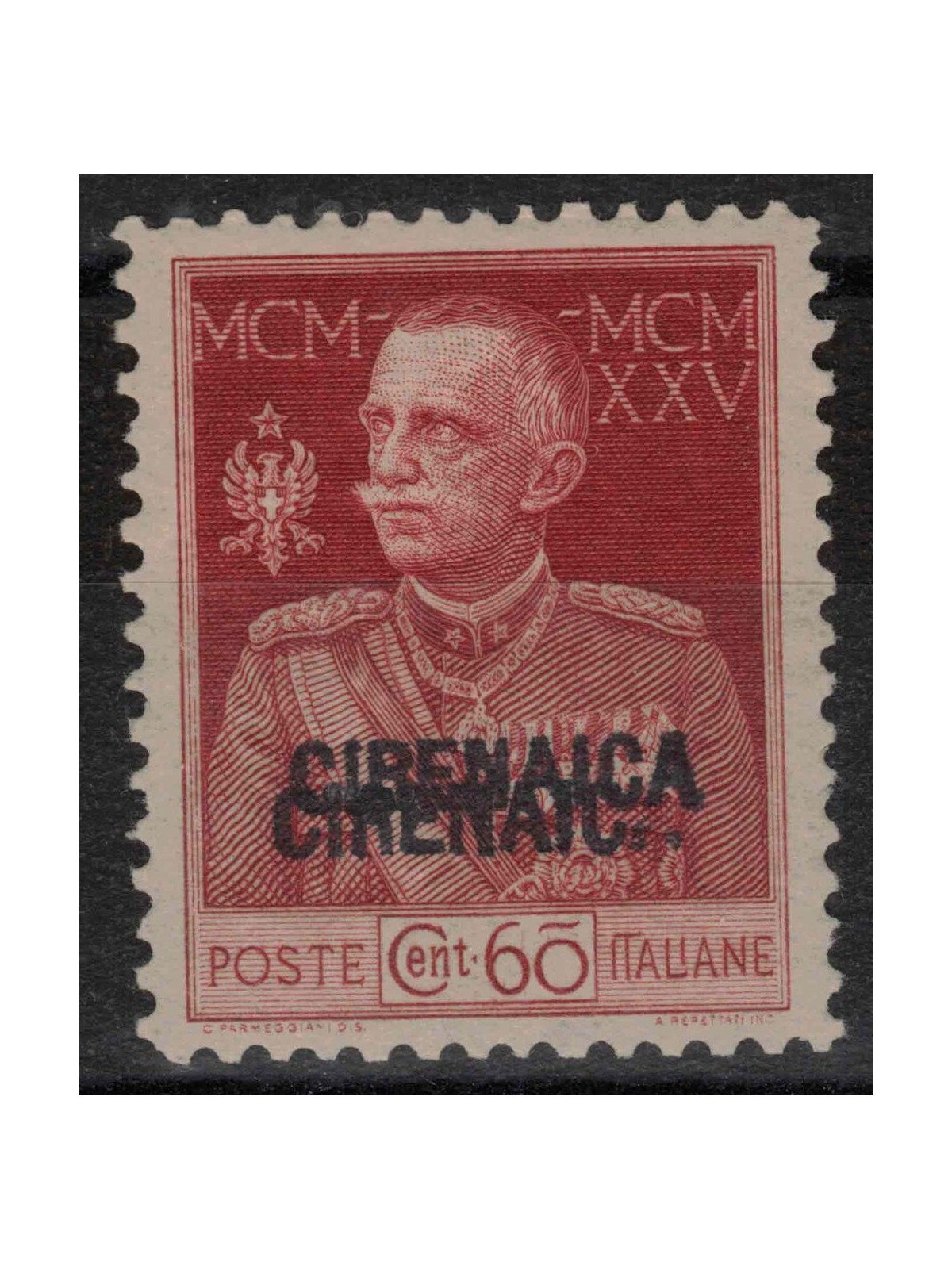 CYRENAICA 1925-26 Variety 60c King's Jubilee (double overprint) MH* ©
