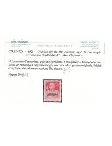 COLONIE CIRENAICA 1925-26 Varietà 60c Giubileo del Re (doppia soprast.) MH* ©