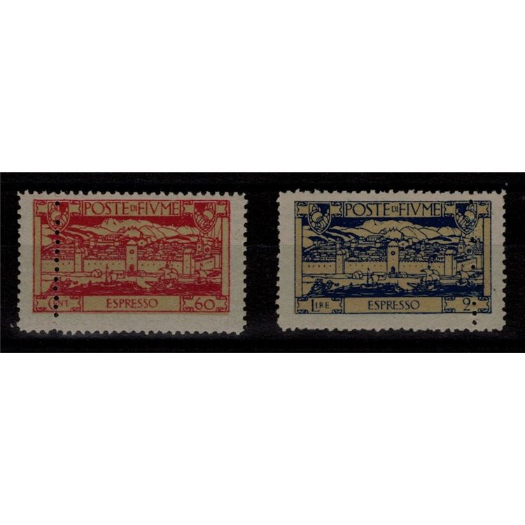 FIUME 1923 Varietà Espressi (doppia dentellatura) 2v MNH** ©