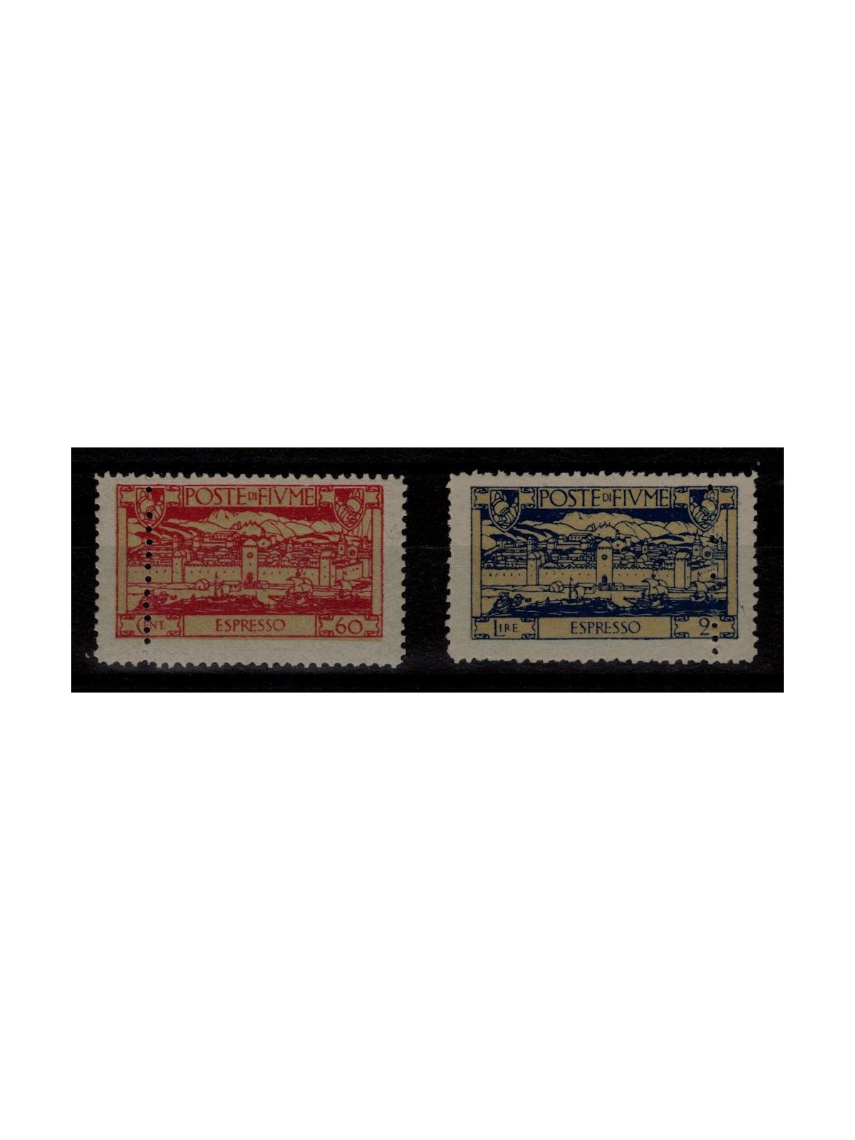 FIUME 1923 Espresso variety (double perforation) 2v MNH** ©
