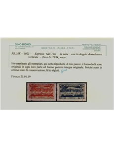 FIUME 1923 Varietà Espressi (doppia dentellatura) 2v MNH** ©
