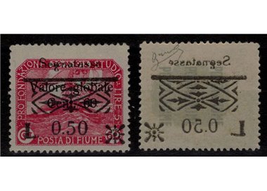 FIUME 1921 Varietà segnatasse £50 su 60c carminio (Decalco) MNH** ©