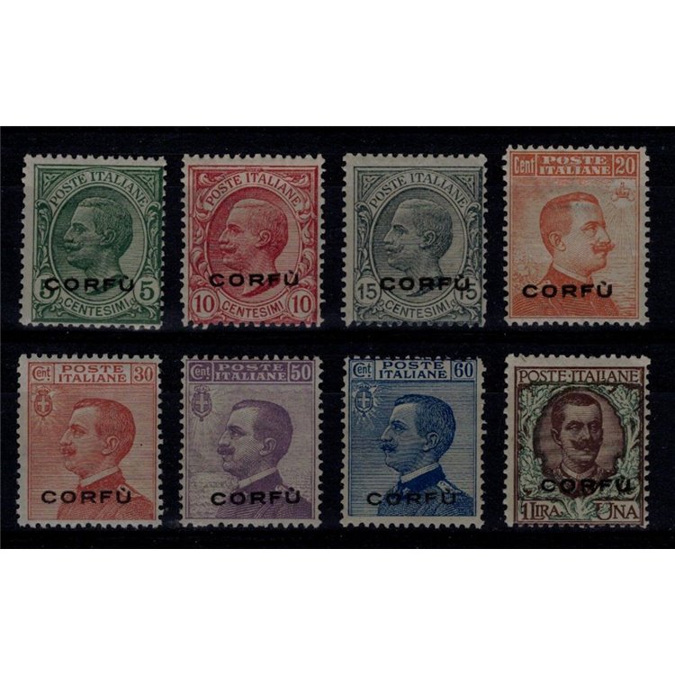 CORFU' (ITALIAN WEST) 1923 Ordinary set overprinted 8v MNH** ©