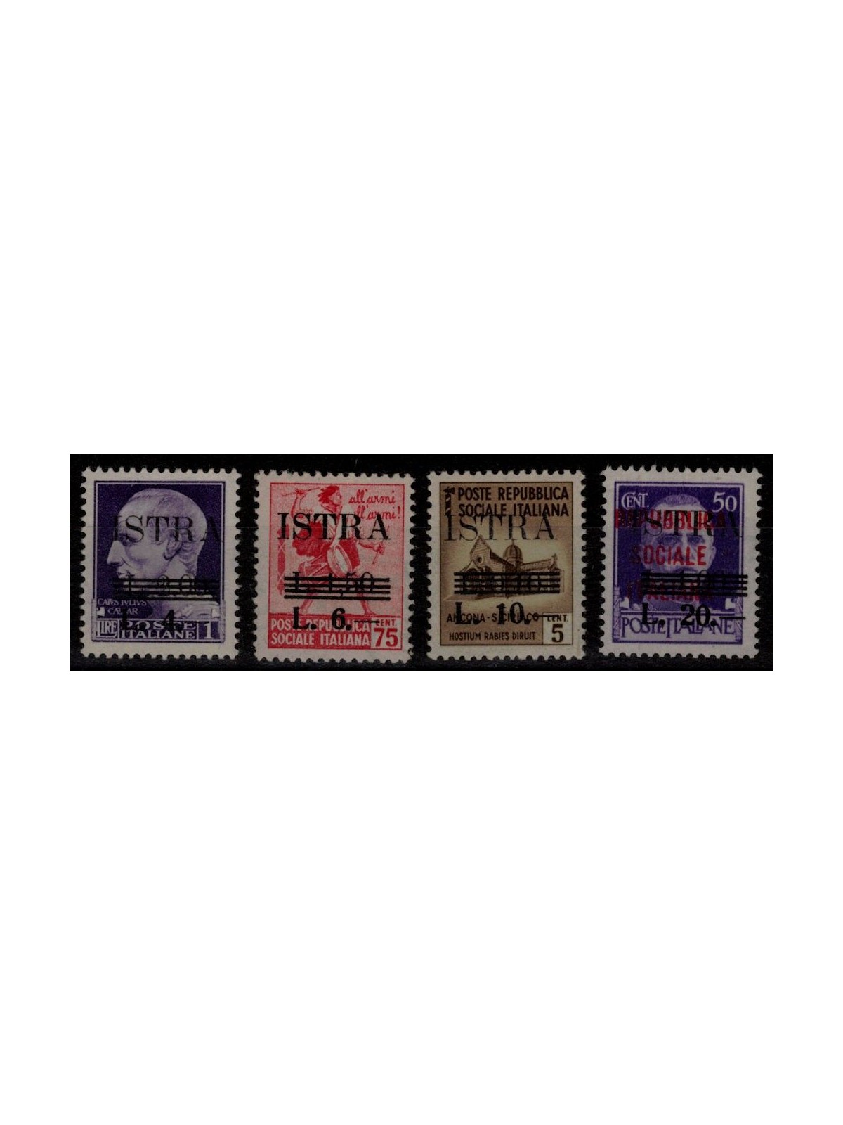 POLA - ISTRIA (OCC. JUGOSLAVA) 1945 Soprastampati, 2ª emissione 4v MNH**