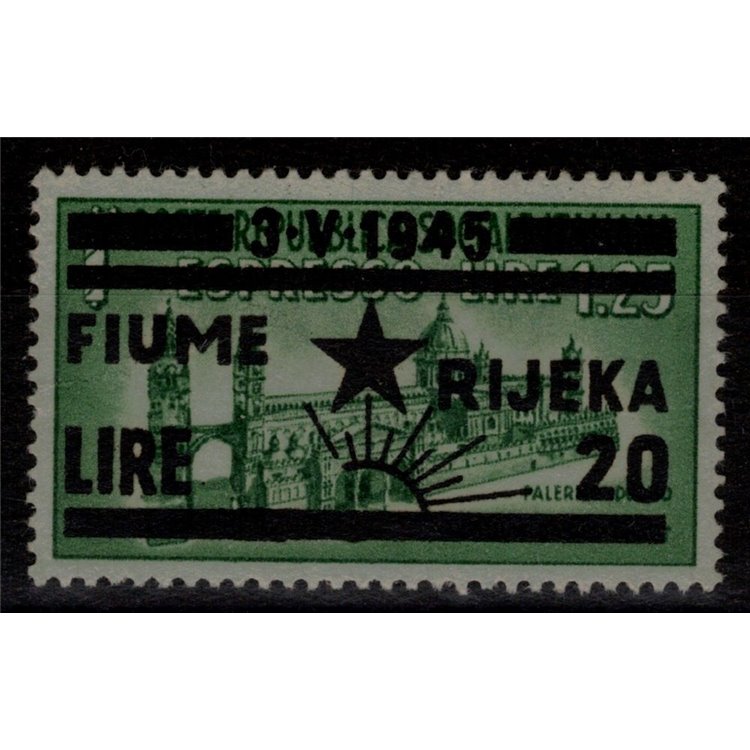 FIUME (OCC. JUGOSLAVA) 1945 Varietà Espresso (sole con 9 raggi) MH*