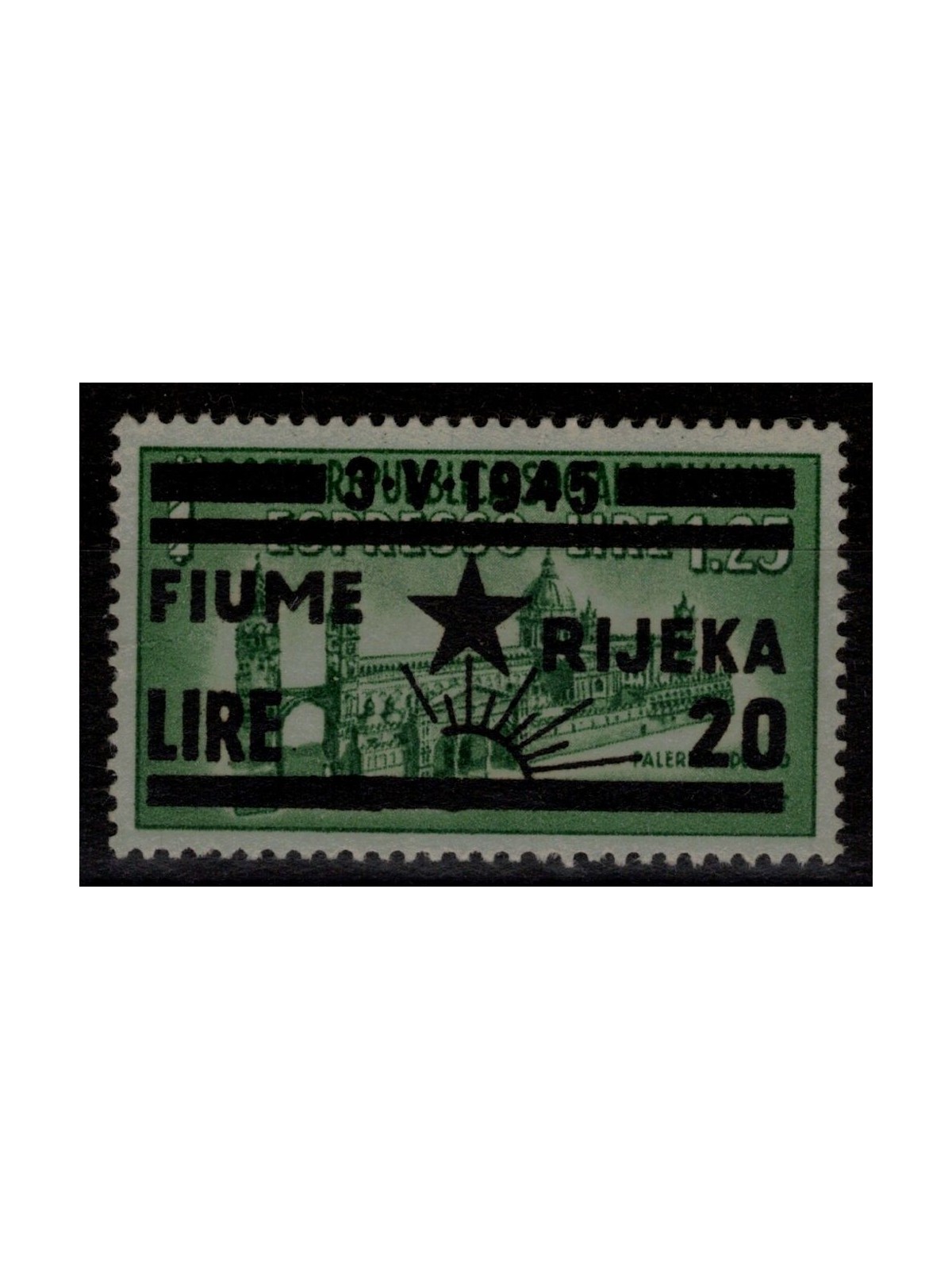 RIVER (WESTERN YUGOSLAV) 1945 Espresso variety (9-ray sun) MH*