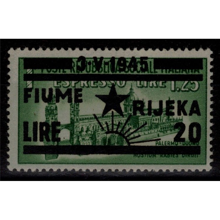 FIUME (OCC. JUGOSLAVA) 1945 Varietà Espresso (sole con 9 raggi) MNH**
