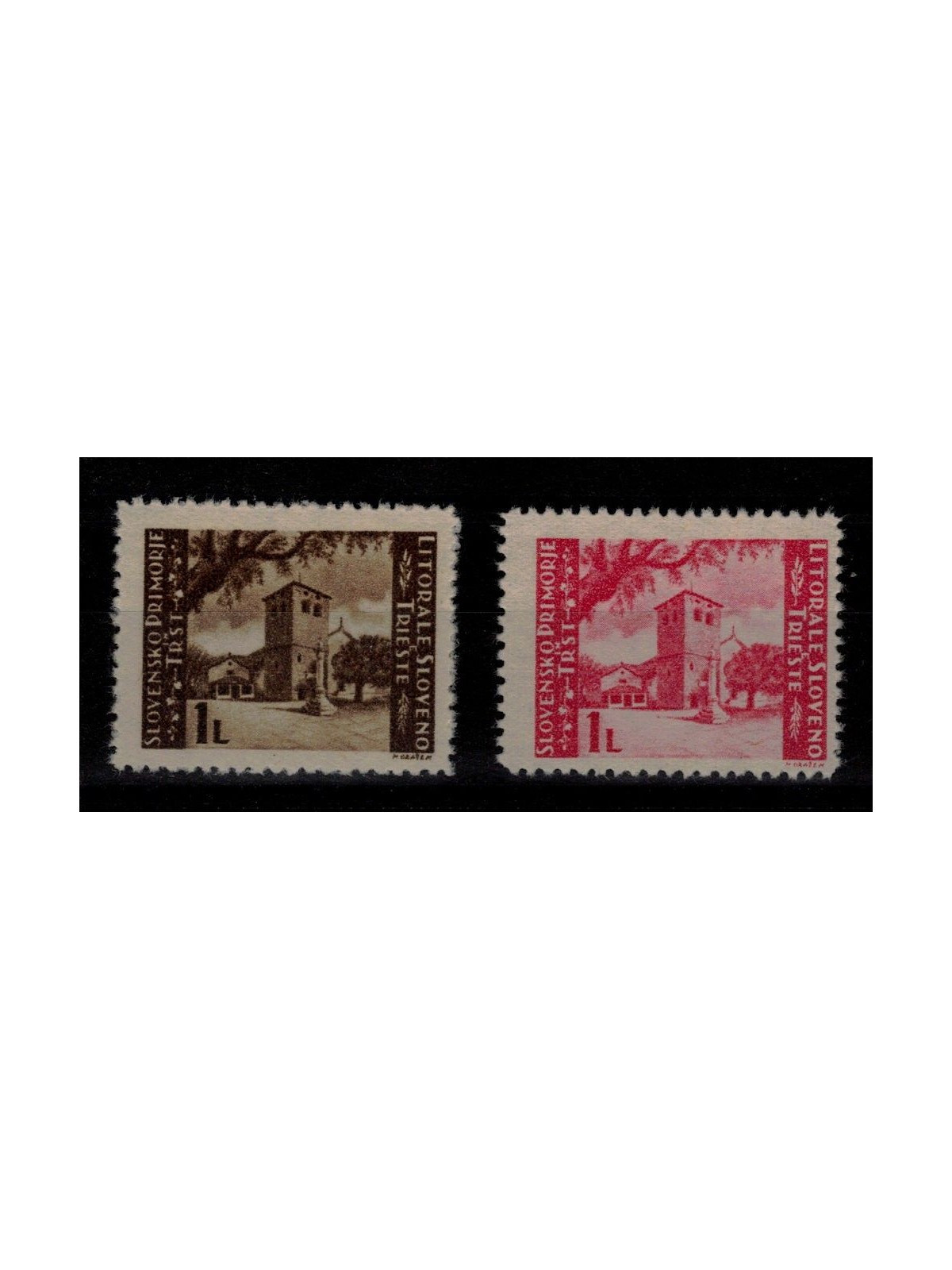 ISTRIA - LITORALE SLOVENO 1946 Cattedrale San Giusto (dent. 11½) 2v MNH**