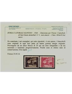 ISTRIA - LITORALE SLOVENO 1946 Cattedrale San Giusto (dent. 11½) 2v MNH**