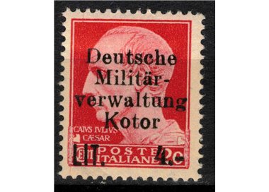 CATTARO (OCC. TEDESCA) 1944 Varietà 4£ su 20c (A più piccolo e W più grande) MH*
