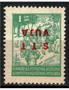 TRIESTE B 1949 Varietà 1d verde (soprast. capovolta) MNH**