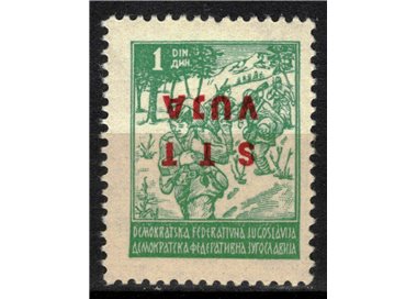 TRIESTE B 1949 Varietà 1d verde (soprast. capovolta) MNH**