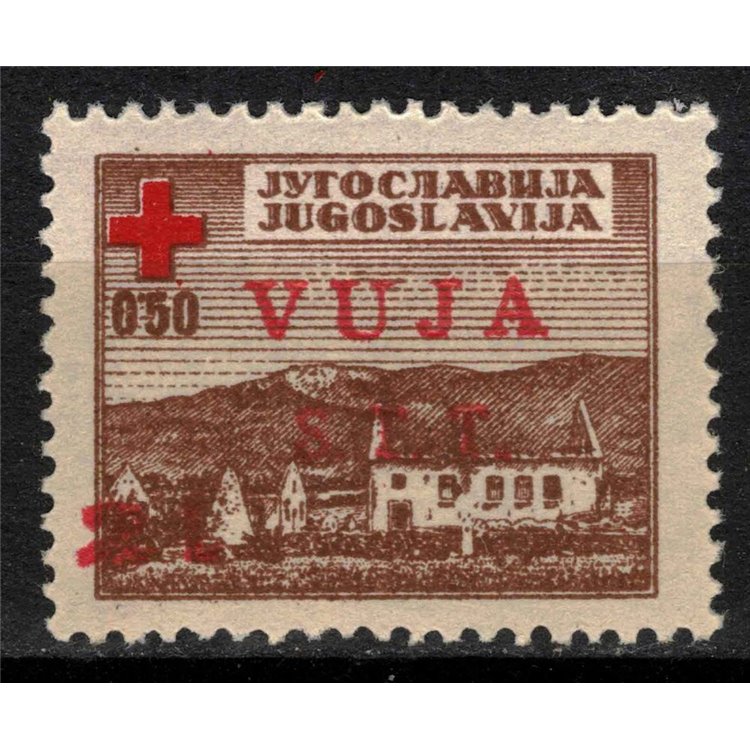 TRIESTE B 1948 Red Cross 2£ on 0.50 brown (red overprint) MNH** ©