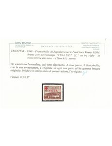 TRIESTE B 1948 Croce Rossa 2₤ su 0,50 bruno (soprastampa rossa) MNH** ©
