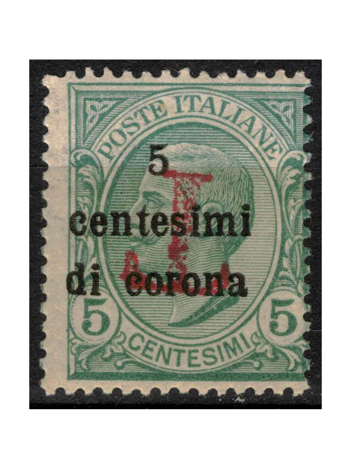 TRENTINO (BZ1) 1918-19 Trento e Trieste Varietà 5c verde (T in rosso) MNH**