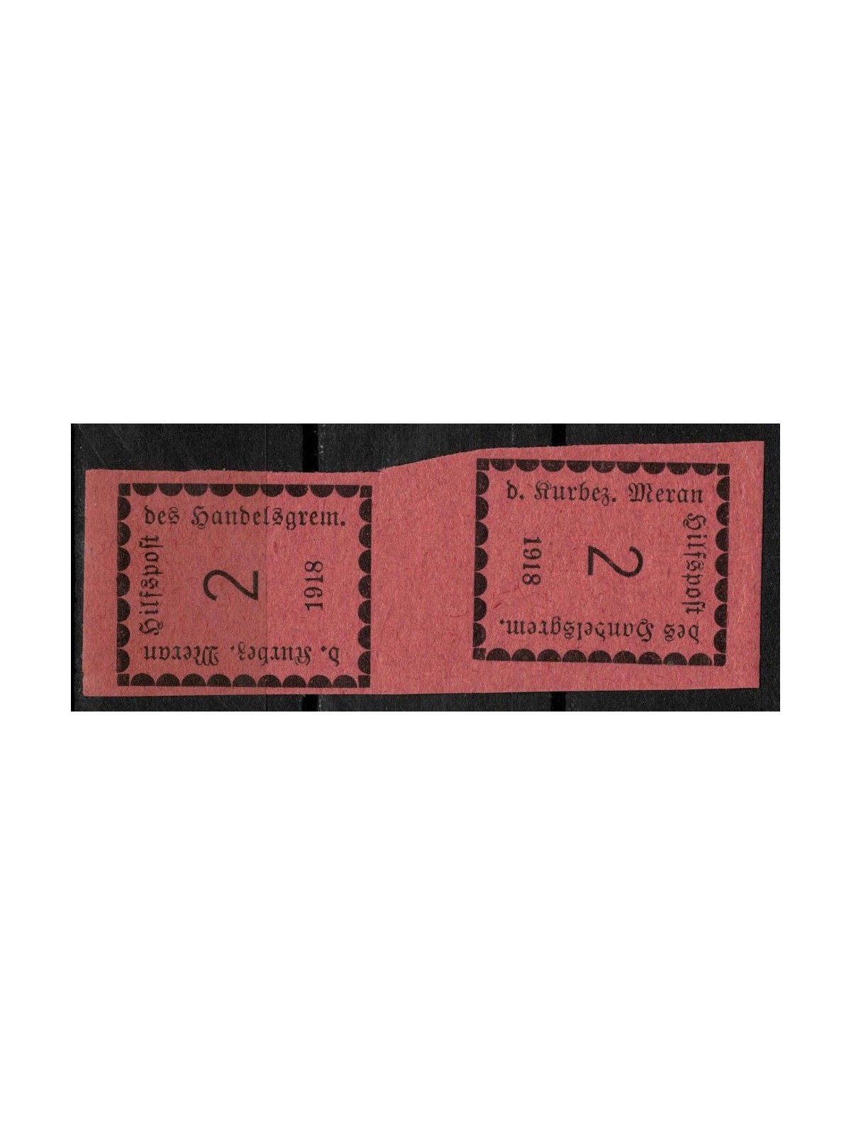 MERANO 1918 Rectangle figure 2h (tête-bêche pair) MNH** ©