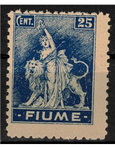 FIUME 1919 Allegoria 25c azzurro oltremare (dent. 10½) MNH** ©