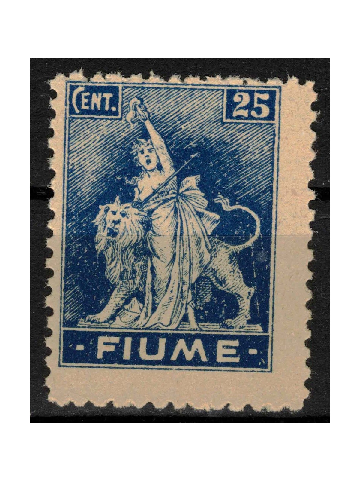 FIUME 1919 Allegoria 25c azzurro oltremare (dent. 10½) MNH** ©