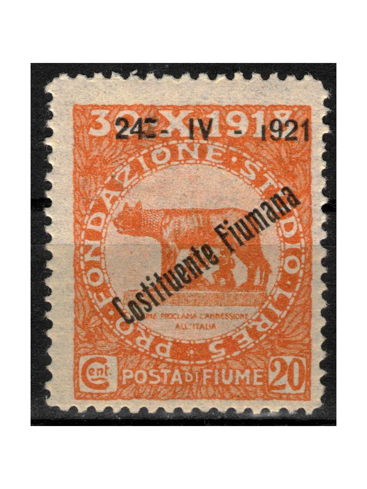 RIVER 1922 Variety 20c Pro Fondazione Studio (or moved fort.) MNH** ©
