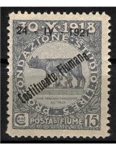 FIUME 1922 Varietà 15c Pro Fondazione Studio (a fort. spostata) MNH**