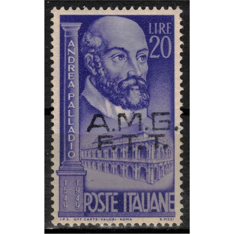 TRIESTE A 1949 Varietà Andrea Palladio (soprast. fort. spostata) MNH**