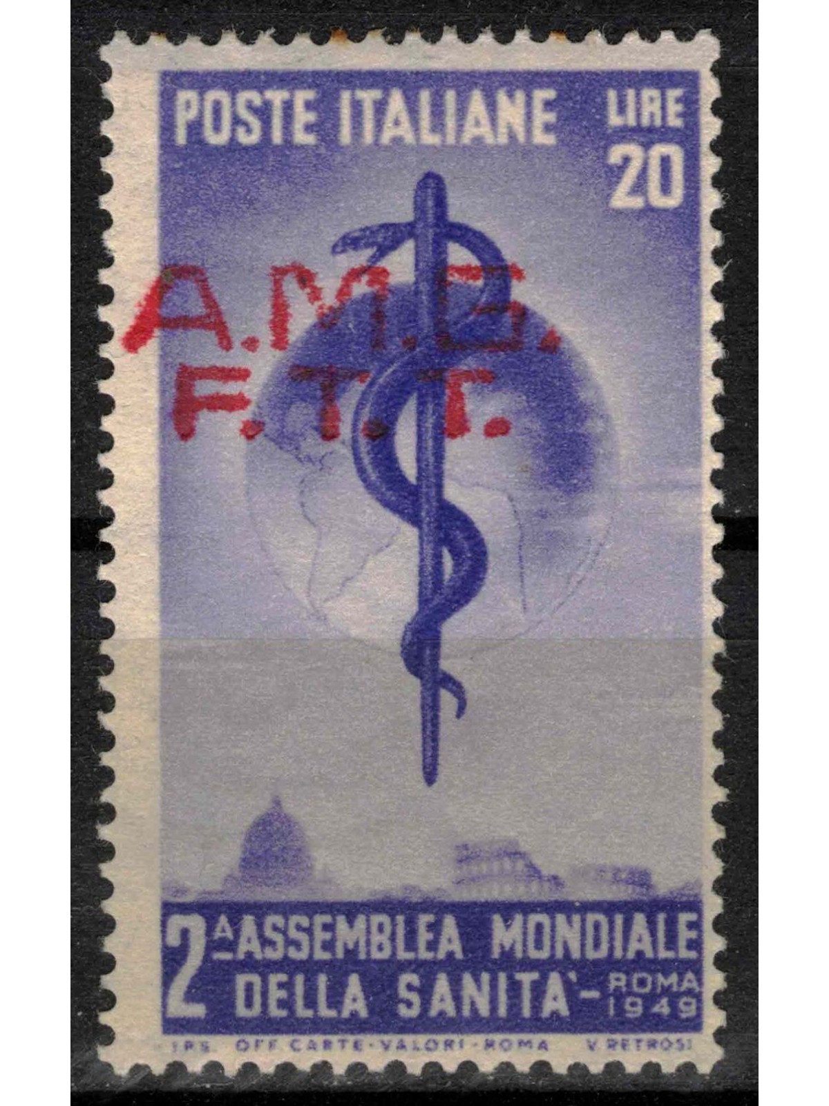 TRIESTE A 1949 Variety Health Organization (superst. fort. moved) MNH**