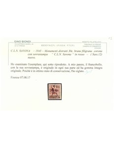 SAVONA 1945 Monumenti distrutti 30c (filigrana ♔) MNH** ©