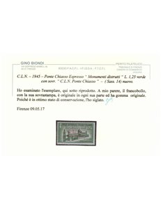 PONTE CHIASSO 1945 Monumenti distrutti (Espresso) MH* ©