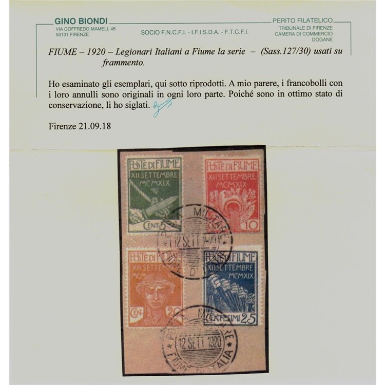 FIUME 1920 Ingresso dei Legionari 4v us ©
