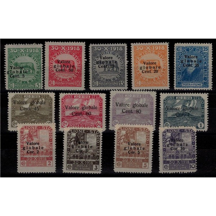 FIUME 1920 Valore globale 13v MNH** ©