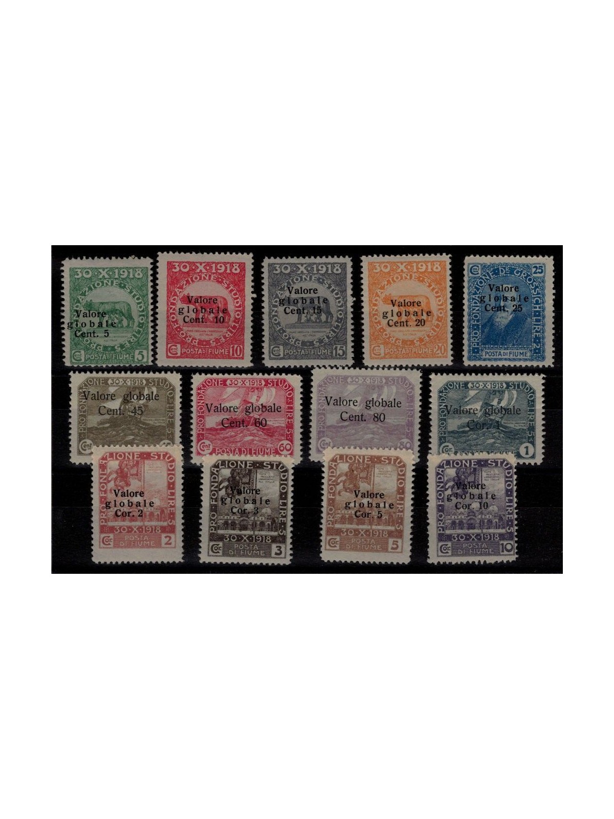 FIUME 1920 Valore globale 13v MNH** ©