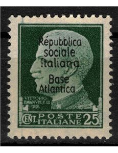 BASE ATLANTICA 1944 Repubblica Sociale Italiana (5 righe) 25c MNH**