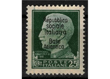 BASE ATLANTICA 1944 Repubblica Sociale Italiana (5 righe) 25c MNH**