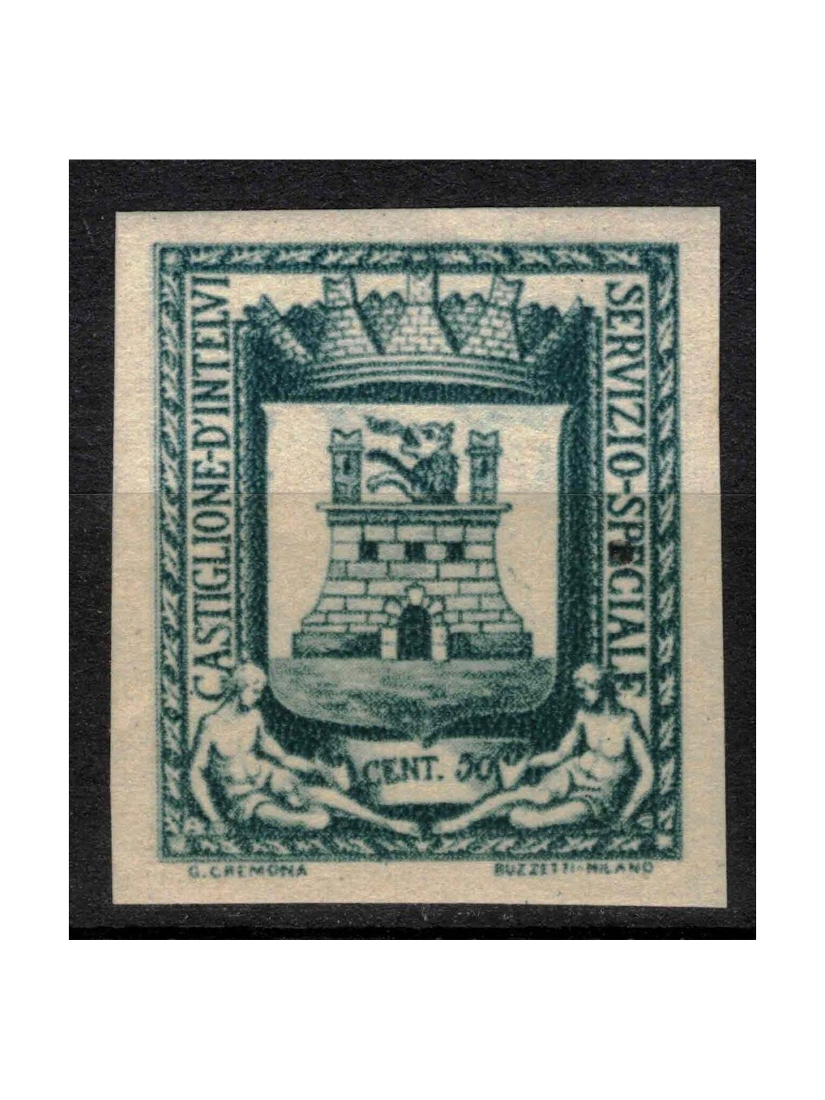 CASTIGLIONE D'INTELVI 1945 Coat of Arms 50c green grey (not perforated) MH*