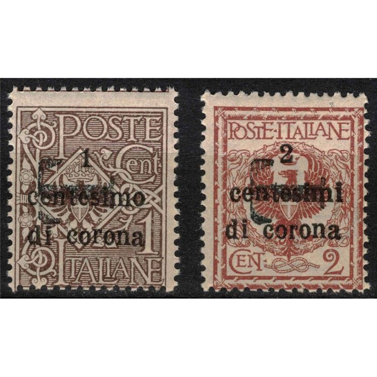TRENTINO (BZ1) 1918-19 Trento and Trieste (Variety) overprint T lying 2v MNH**