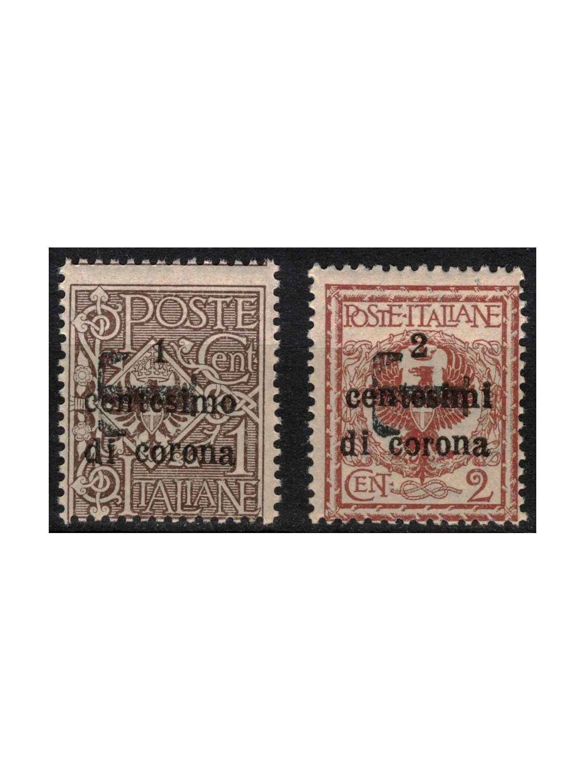TRENTINO (BZ1) 1918-19 Trento and Trieste (Variety) overprint T lying 2v MNH**