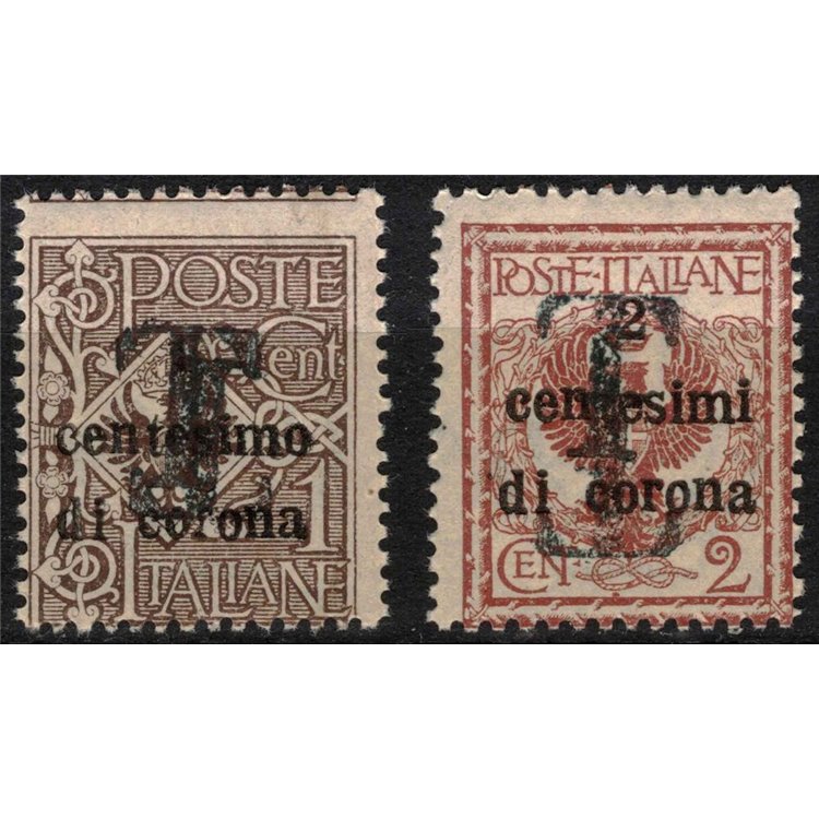 TRENTINO (BZ1) 1918-19 Trento e Trieste (Varietà) doppia soprast. 1 capov. 2v MNH**