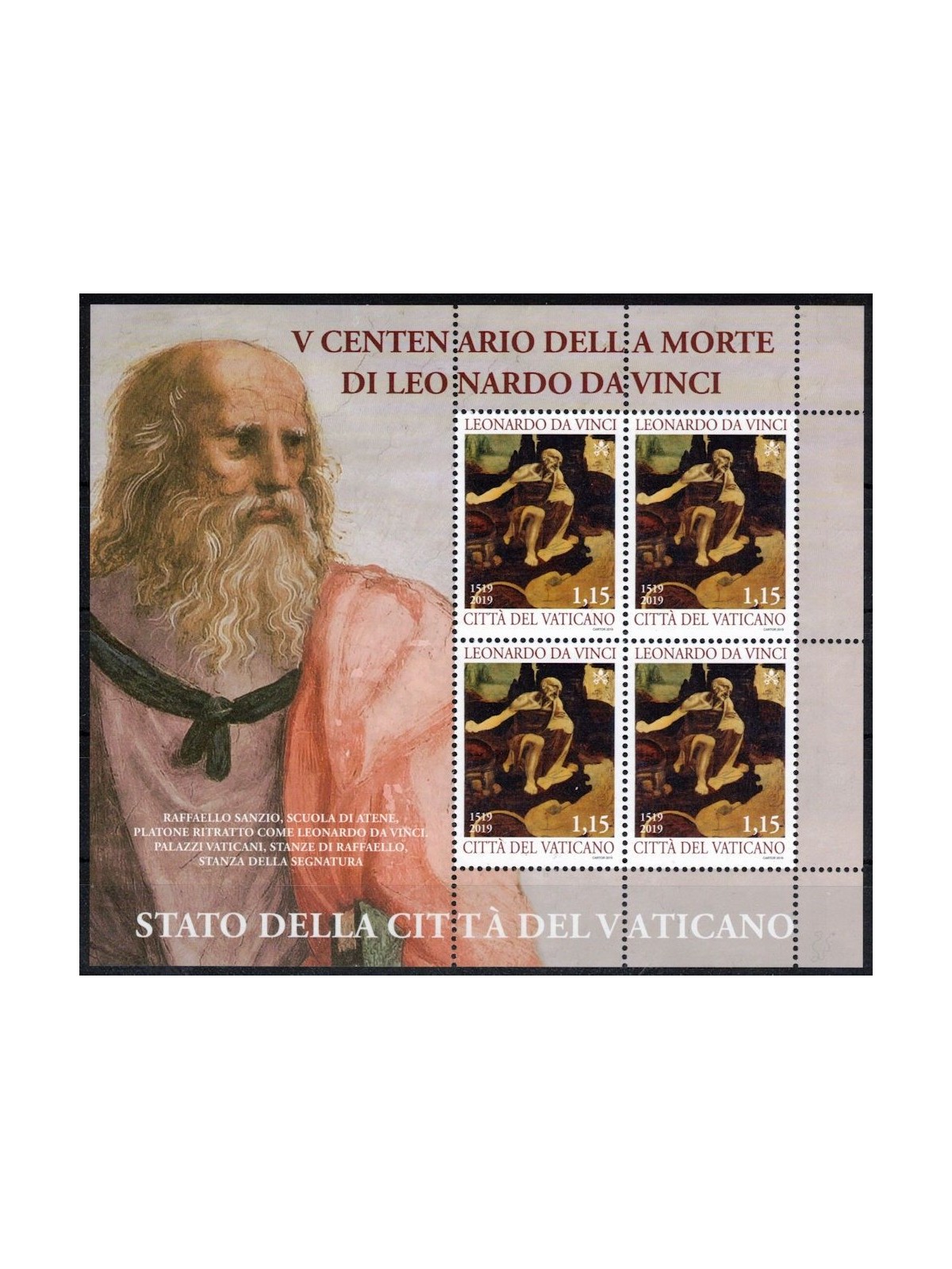 VATICAN 2019 Leonardo da Vinci m/s MNH**