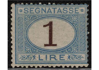 ITALY KINGDOM 1870 Postage due 1£ light blue and brown MH* ©