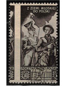 CORPO POLACCO 1946 Soccorso di guerra 50c (dent. fort. spostata) us