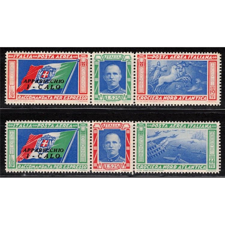 ITALIA REGNO 1933 Crociera Nord Atlantica CALO 2 trittici MH*