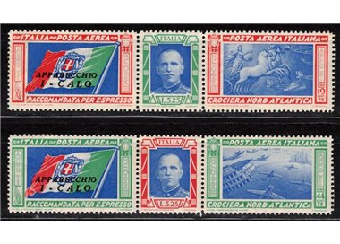 ITALY KINGDOM 1933 North Atlantic Cruise CALO 2 triptychs MH*