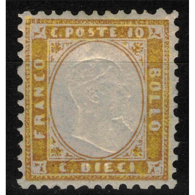 ITALIA REGNO 1862 10c bistro MNH** (Lusso) ©