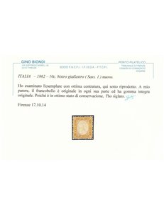 ITALIA REGNO 1862 10c bistro MNH** (Lusso) ©