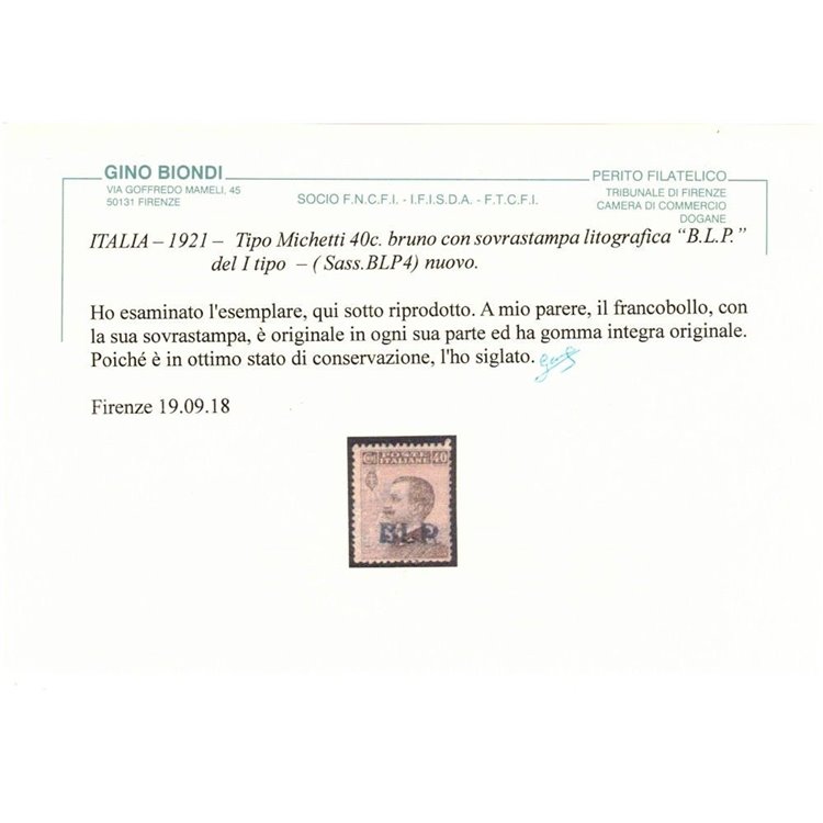 ITALIA REGNO 1920-23 BLP 40c bruno MNH** ©