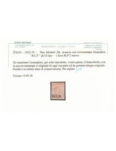 ITALIA REGNO 1922-23 BLP 20c arancio MNH** ©
