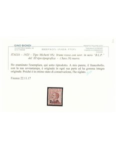 ITALIA REGNO 1923 BLP 85c bruno rosso MNH** ©
