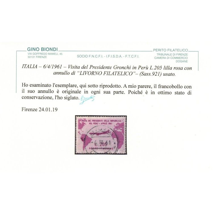 ITALIA 1961 Gronchi rosa us ©